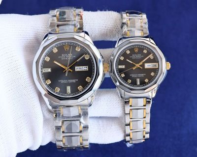 Rolex Stainless Steel Automatic Movement Black White 41mm 33mm Couple Watch